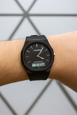 Double Time Pioma Matt Black Wrist watch