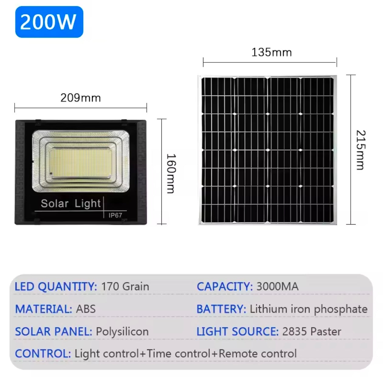 Solar Light Outdoor IP67 Waterproof Reflector with solar panel
