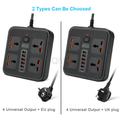 Uk import Universal Power Extension Strip with 6 Ports