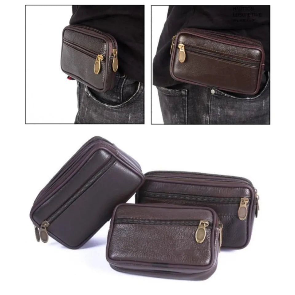 Vintage Cowhide Leather Waist Bag