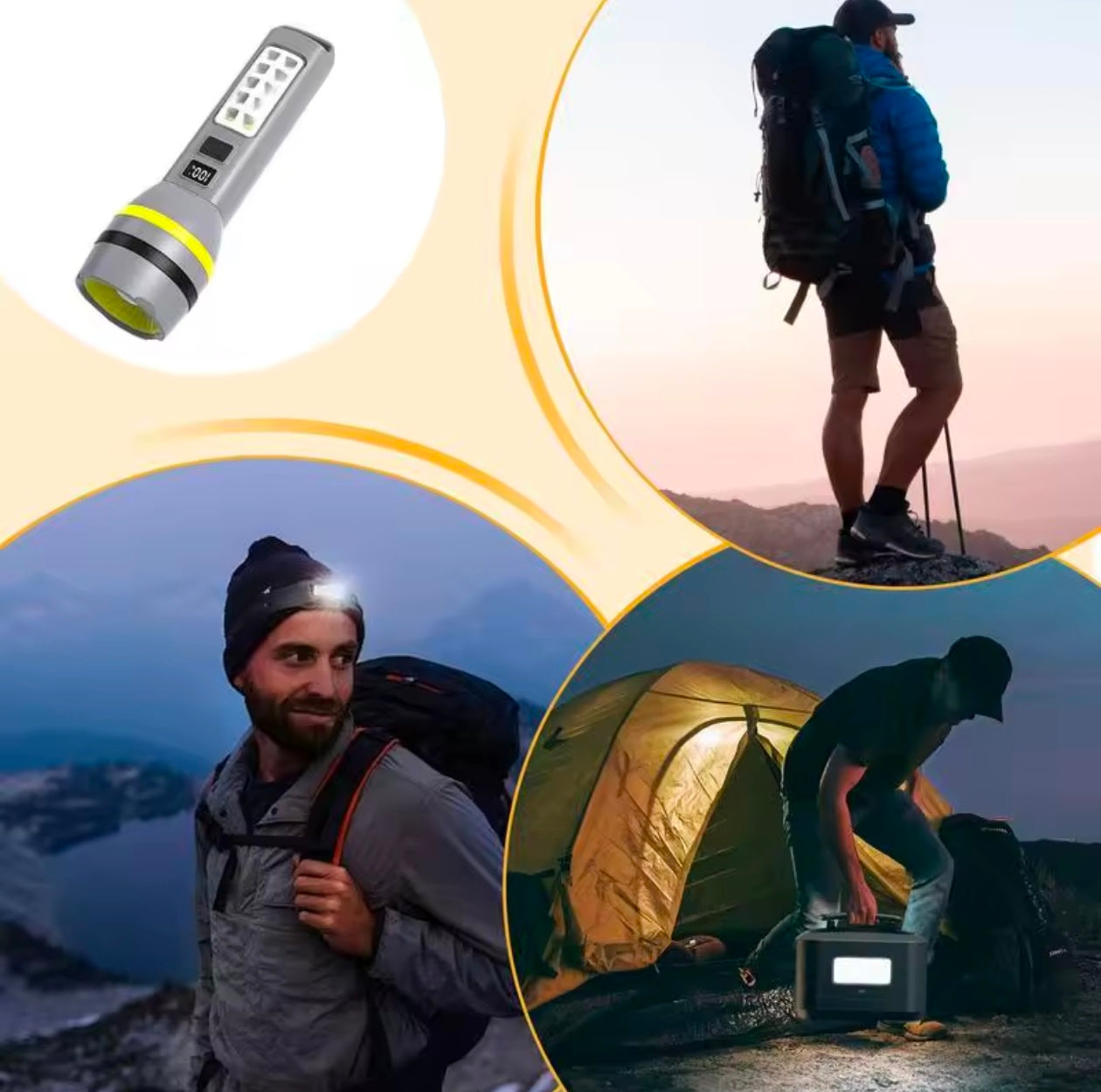 Solar USB Rechargeable Compact Lamp Flashlight