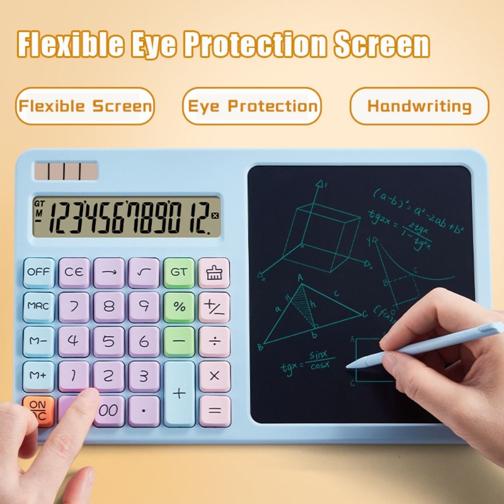 12-Digit Solar Calculator Large LCD Display Dual Power Supply