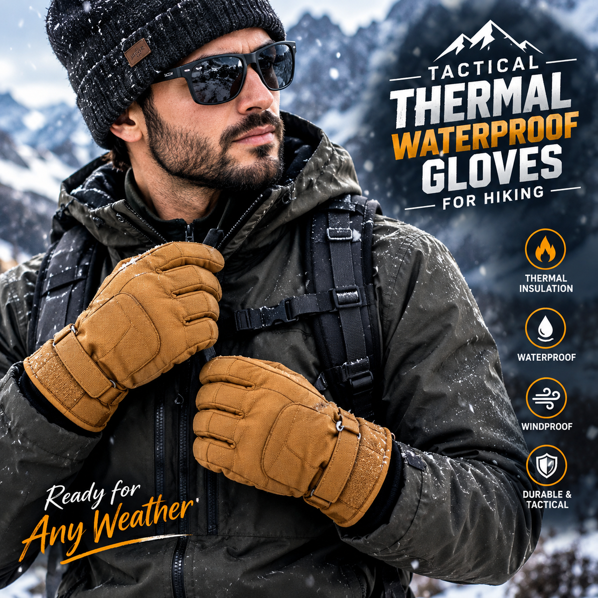US Tactical Thermal Double Layered GLOVES Waterproof