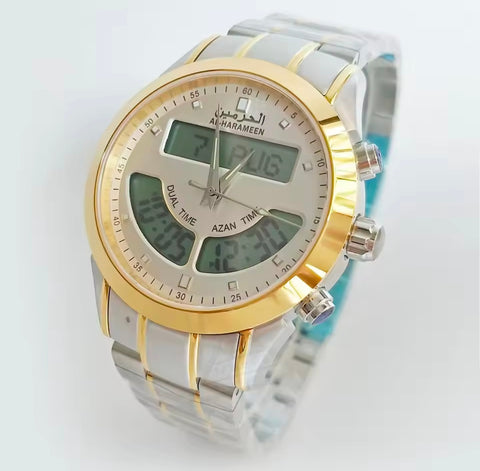 Alfajar Alharmeen prayer Azan Stainless Steel watch Qibla Muslim Watch
