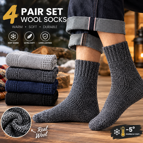 4 Pair Thicken Wool Towel Winter Socks