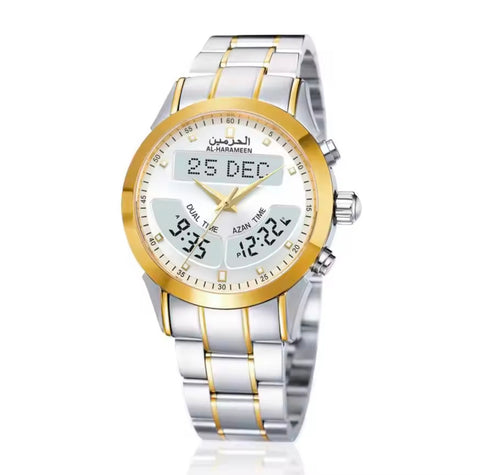 Alfajar Alharmeen prayer Azan Stainless Steel watch Qibla Muslim Watch