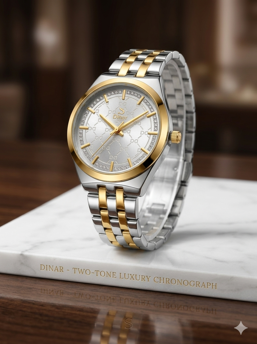 Dinar Brand Luxury ladies Stainless steel New Fashion Watch Waterproof