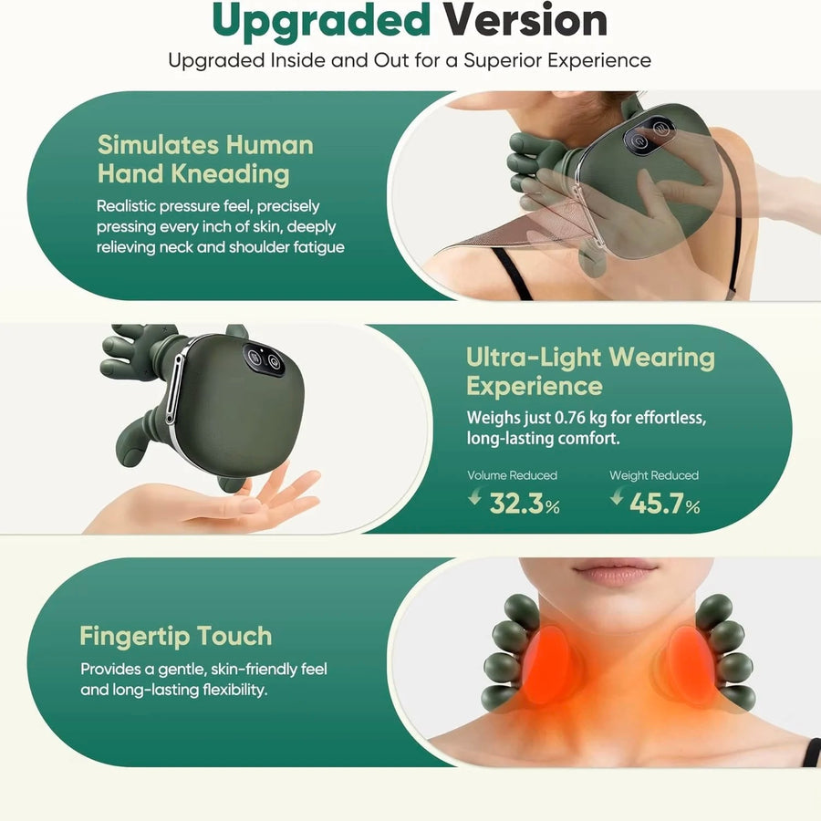 Shoulder and Neck Massager, 4D Bionic Heated Massager, Neck Massager with Fingers