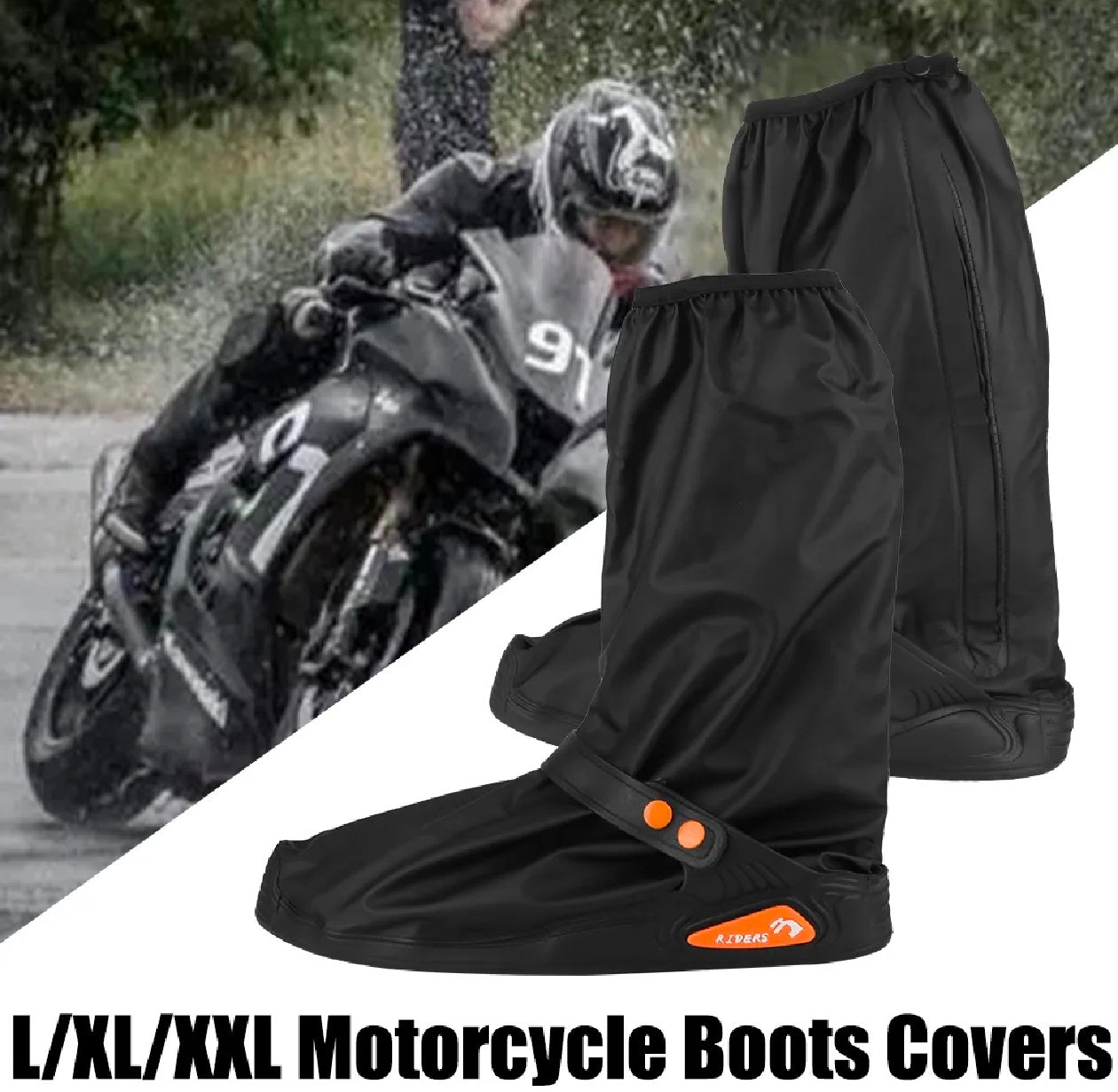 Premium Waterproof Rain Boot Shoe Cover with Zipper & Reflector, for Women & Men