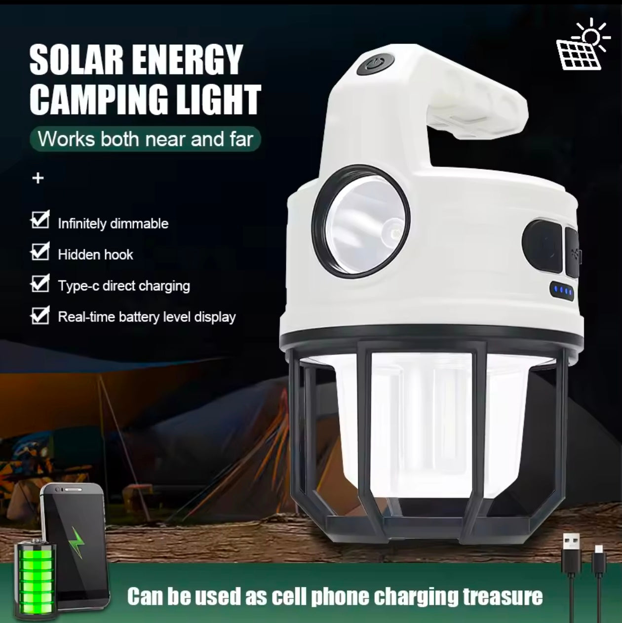 Solar Camping tent LED Rechargeable