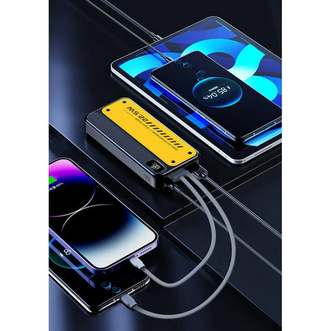 PD 22.5w 10000mAh Fast Power Bank with Built in Cables LED Display