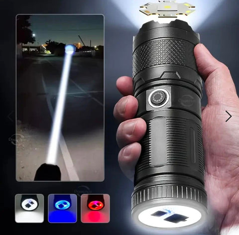 Long Range High Power Dual Light  Flashlight Built in Battery