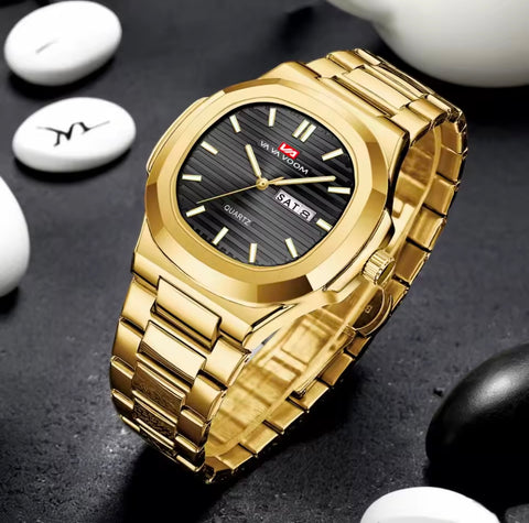 Power Luxury Stainless Steel Quartz Watch Waterproof 3ATM