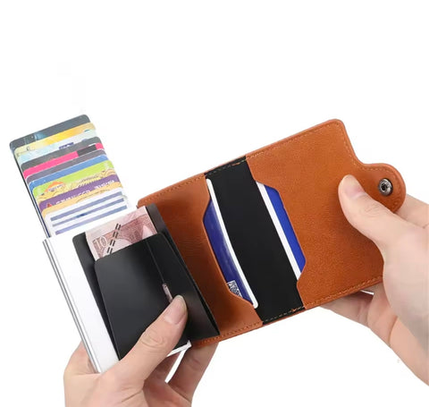 RFID Aluminium Pu Leather Card Holder Wallet