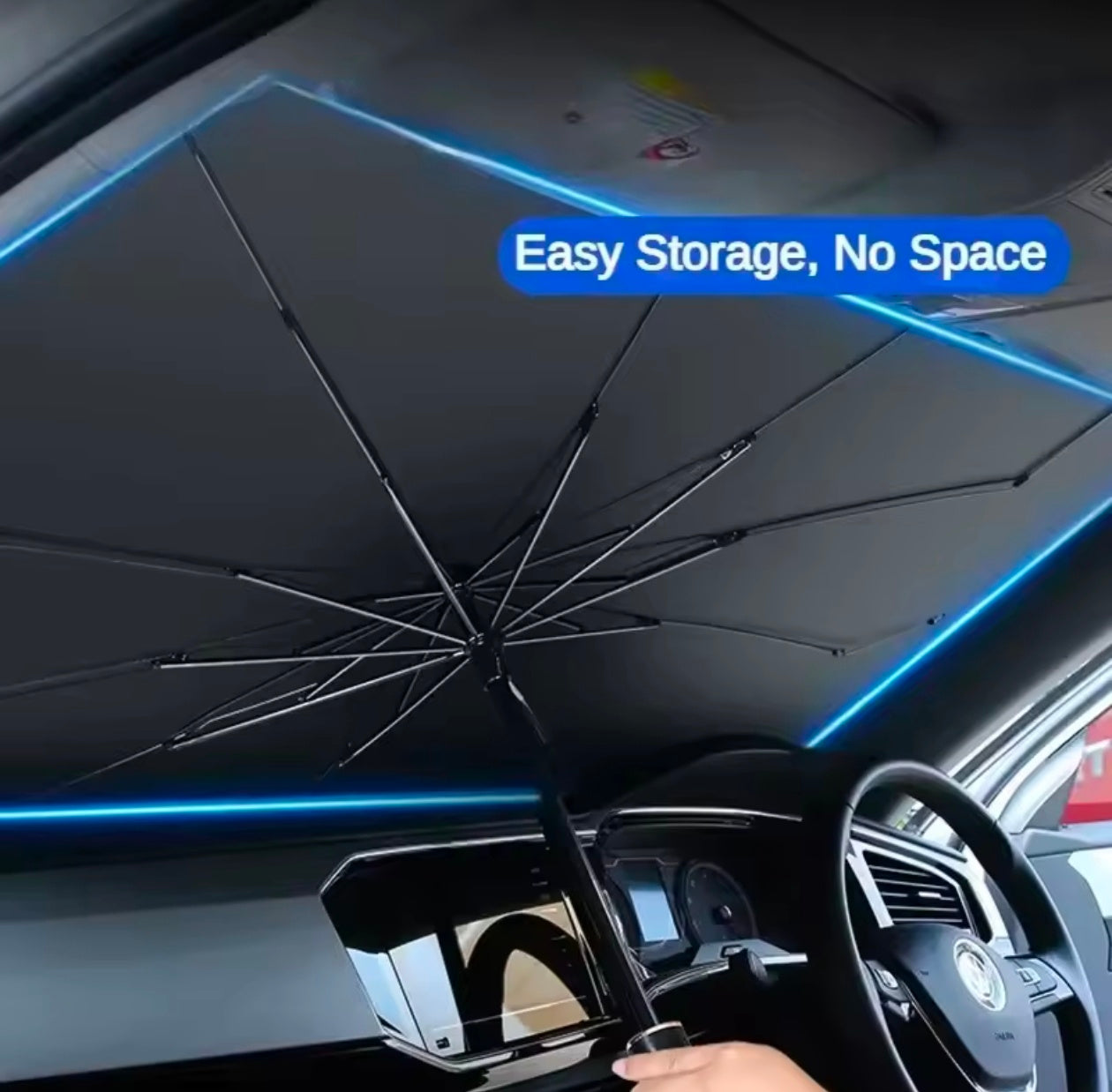 Car Sunshade Retractable Sunscreen Heat Insulation Front Windshield Umbrella