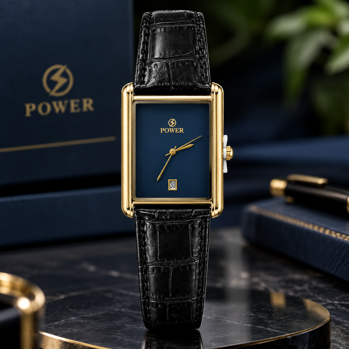 Universal Point Ultra Thin Dial Leather Strap Watch