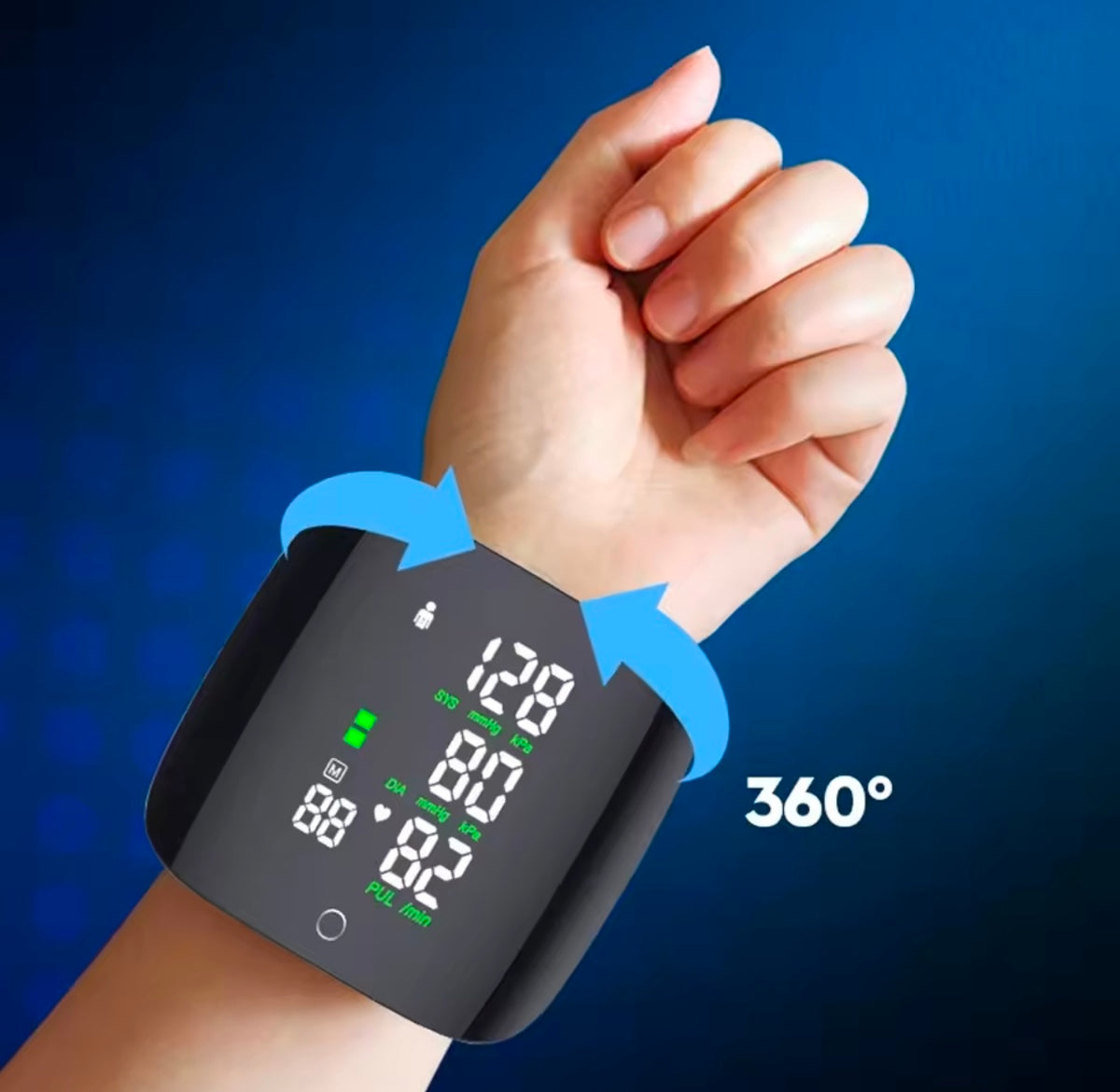 Smart Touch LCD Screen Wrist Blood Pressure Monitor Digital Voice Chargeable health care