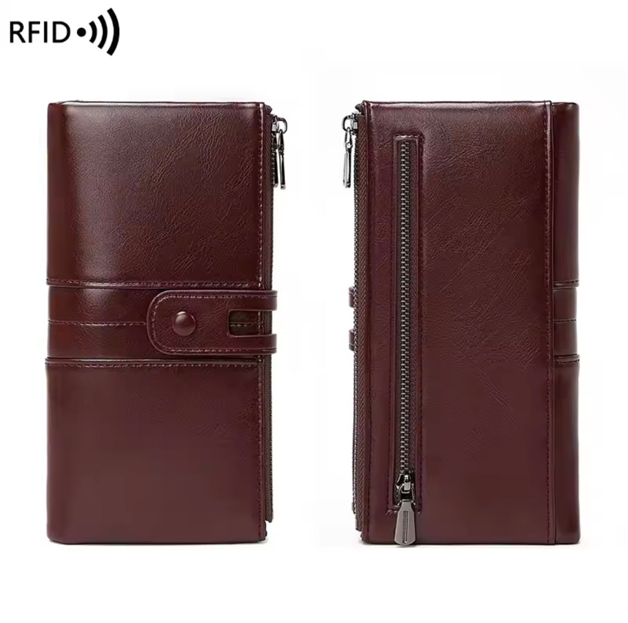 Genuine Cow Leather RFID Blocking Business Wallet for Mobile credit Cards