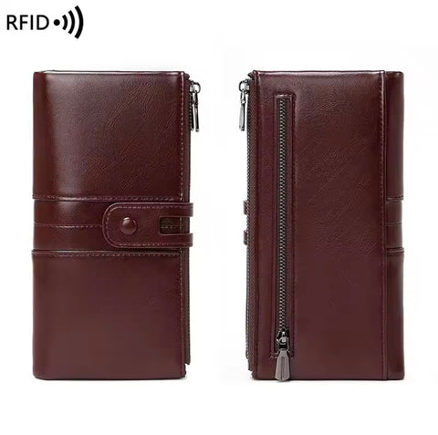 Genuine Cow Leather RFID Blocking Business Wallet for Mobile credit Cards