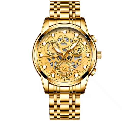 Skeleton Stainless Steel Luxury Trendy Quartz Watch