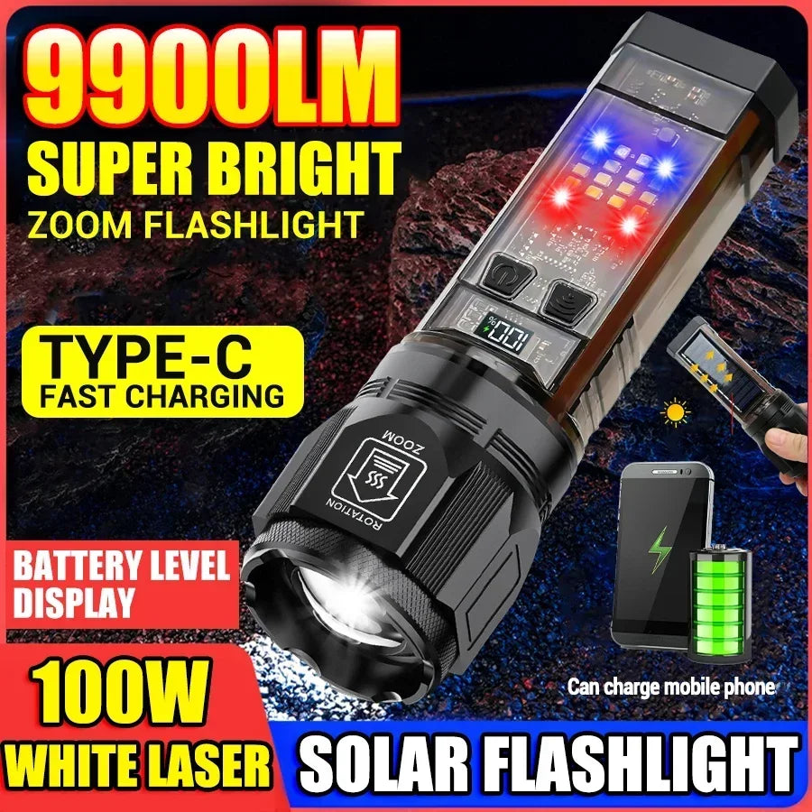 Telescopic solar Powerfull Torch & Power Bank Rechargeable