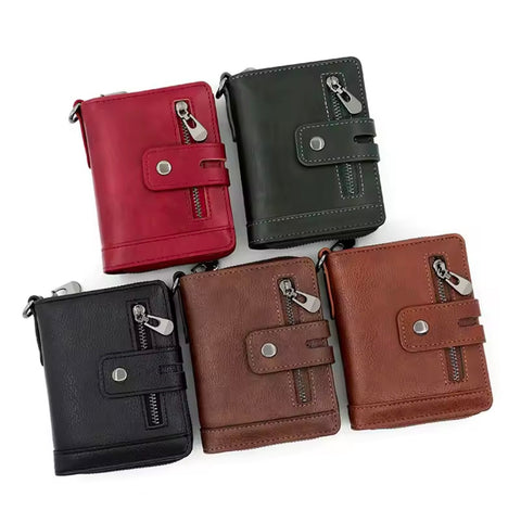 Cow Leather Kavi Vintage Short Zipper Wallet