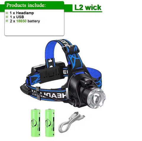 Long range Rechargeable Zoomable Headlight Waterproof 18650 bettery