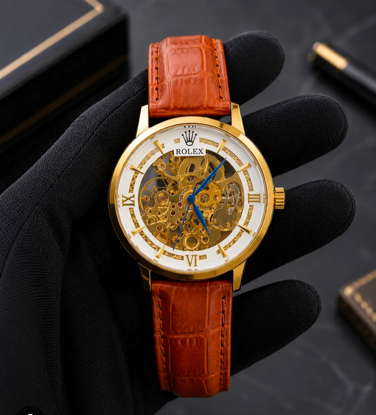 Automatic Skeleton Strap Watch
