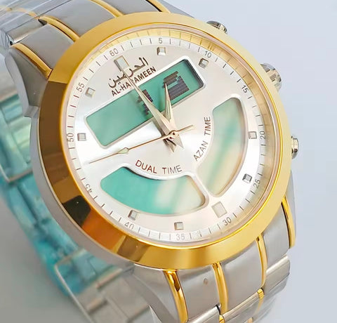 Alfajar Alharmeen prayer Azan Stainless Steel watch Qibla Muslim Watch