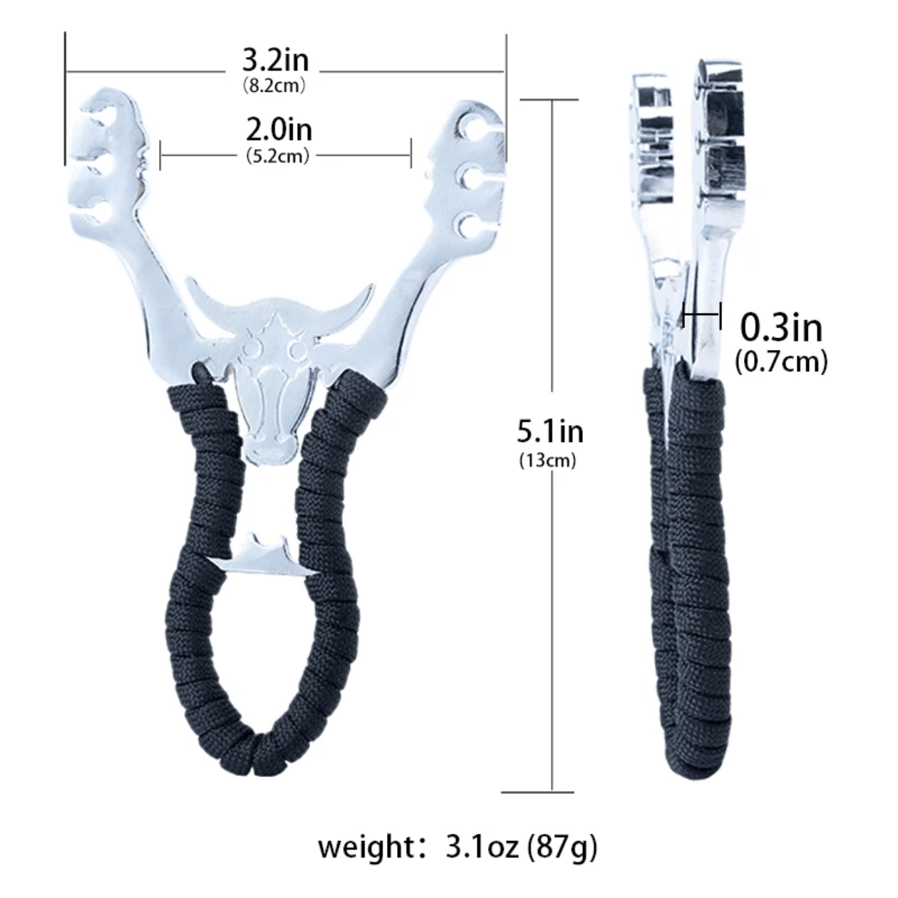 Bull Design Metal Slingshot – Premium Outdoor Target Practice Catapult with Ergonomic Grip