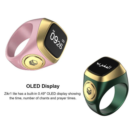 Qibla Smart Zikr Ring Praise Tasbih Tally Electronic Digital Counter for Muslims Prayer Time Vibration Reminder Waterproof