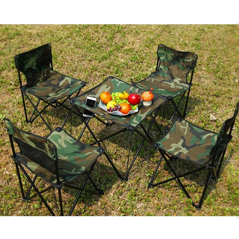 Outdoor Folding Table with 4 Chairs Set for Camping | Table Chair Set For Outdoor Adventure