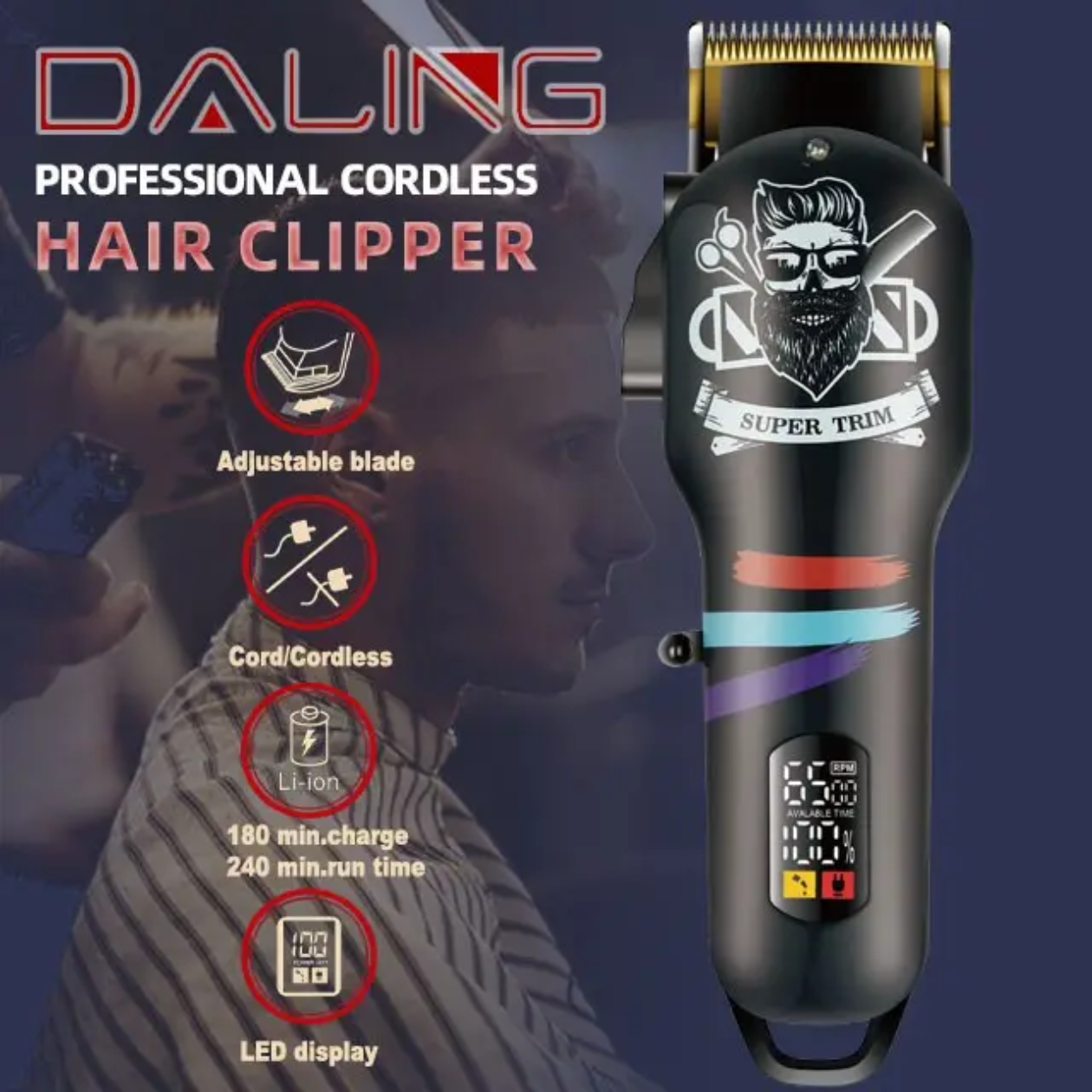 Daling 4 Gear Hair Clipper and Hair Trimmer Sharp blades