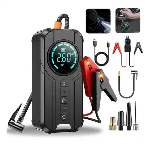 4 in 1 Jump Starter Air Pump Portable Air Compressor Power Bank