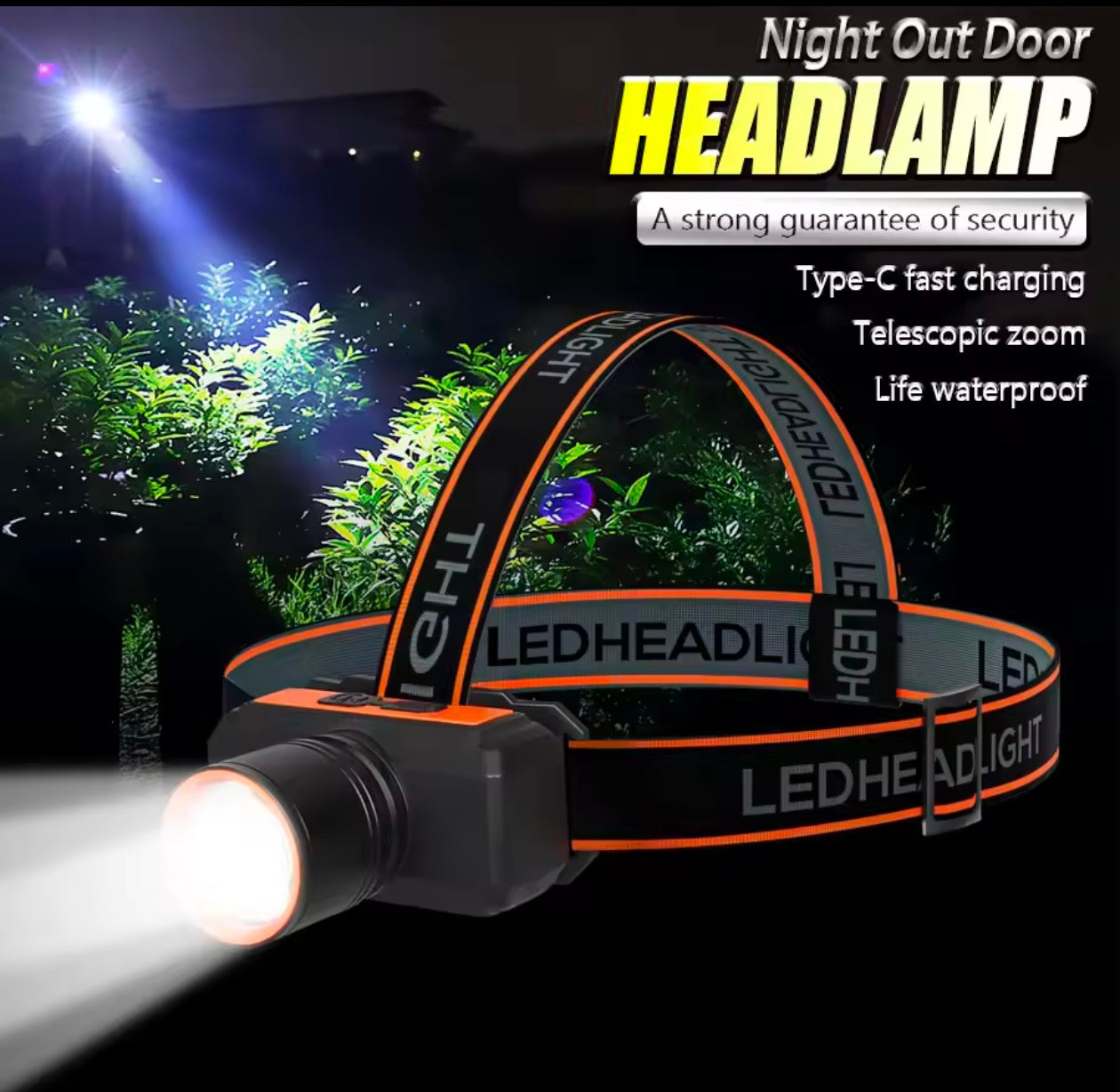 COB Super Headlight 500 meter Zoomable Headlight With Powerfull Led Torch Rechargeable 18650