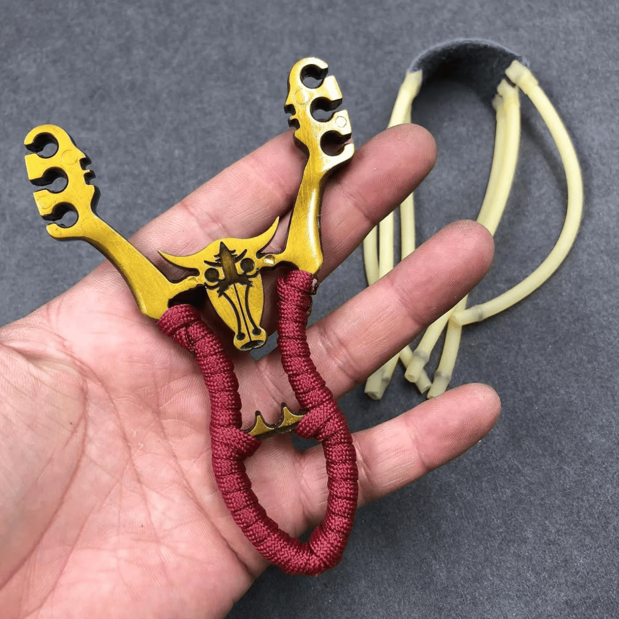 Bull Design Metal Slingshot – Premium Outdoor Target Practice Catapult with Ergonomic Grip