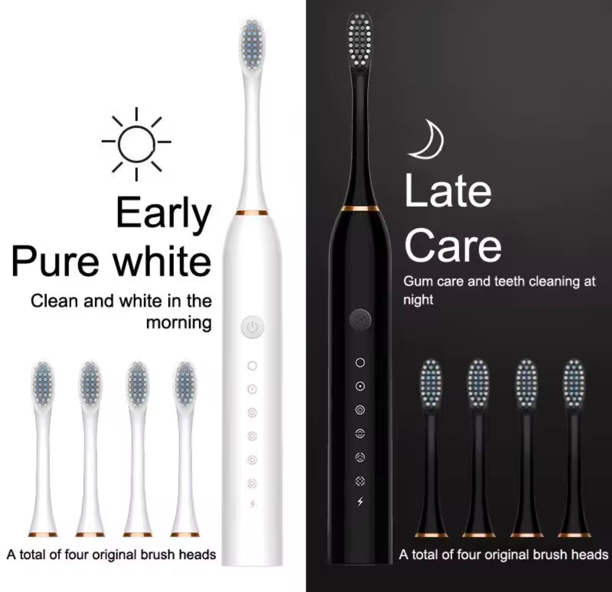 Electric Toothbrush Soft Bristles 6 Speed Automatic for Adults & Kids  Universal Smart Charging  All Ages Compatible