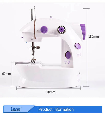 Mini Electric Double-Speed Sewing Machine with Night Light Foot Pedal Portable Home Starter Kit for Beginners