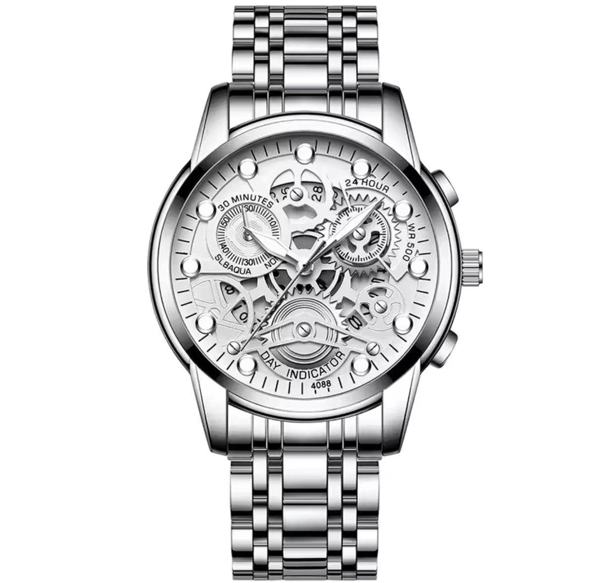 Skeleton Stainless Steel Luxury Trendy Quartz Watch