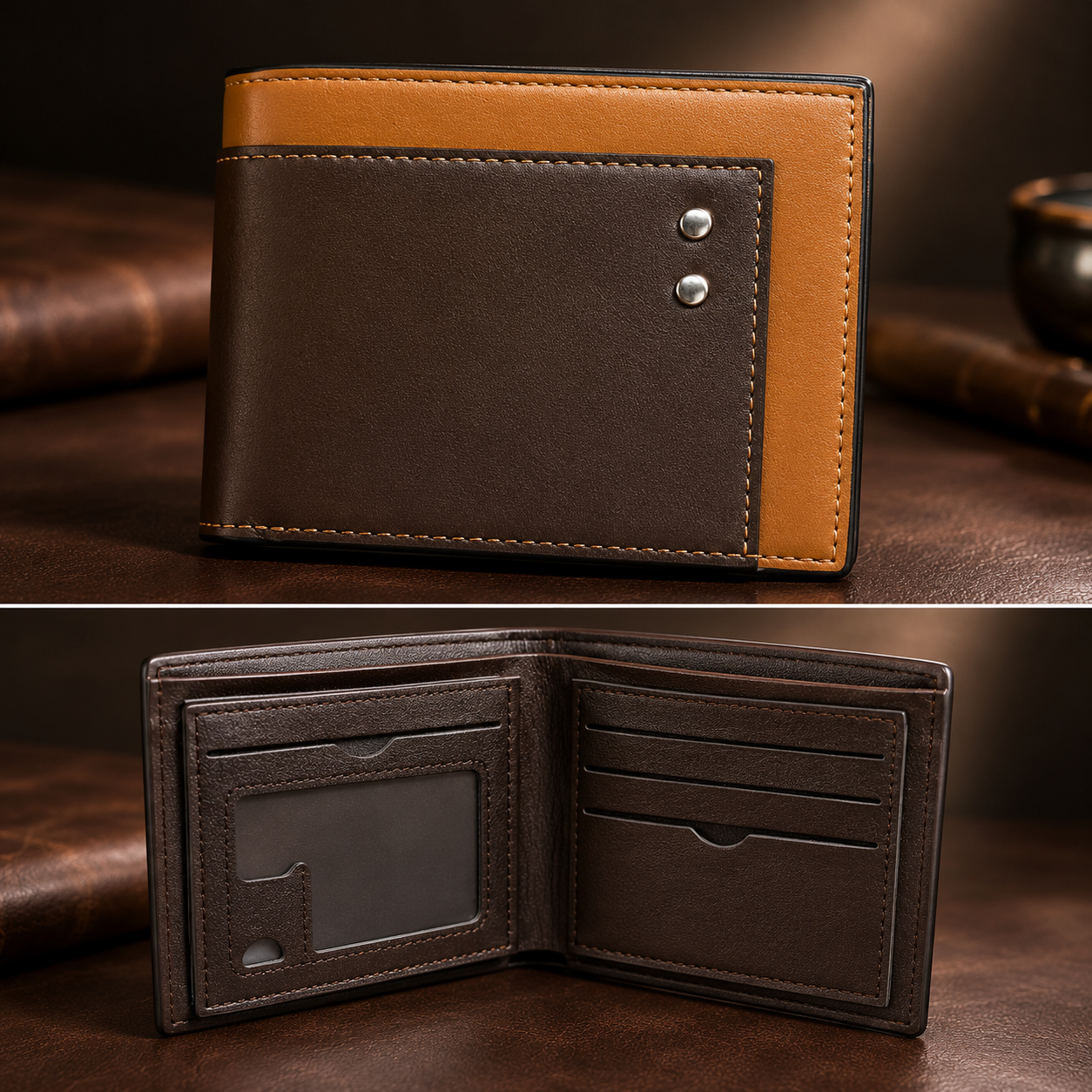 Cow Leather Kavi Vintage Short Zipper Wallet