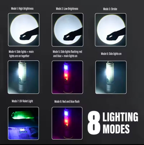 Long Range Tactical Rechargeable Flashlight With Side Light Strong Magnets Lighting 1800m Mini Multifunction Torch