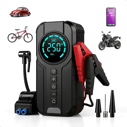 4 in 1 Jump Starter Air Pump Portable Air Compressor Power Bank