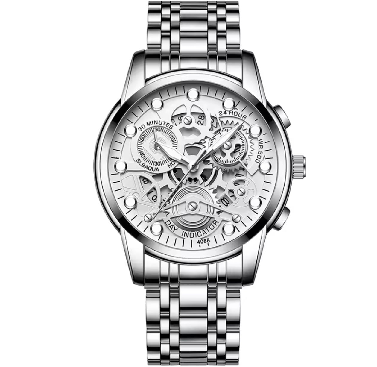 Skeleton Stainless Steel Luxury Trendy Quartz Watch