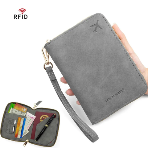 Passport Wallet Cover RFID Blocking Card Holder Zipper (best for gift)