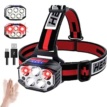 Imported Rechargeable LED Head Lamp, Bright Head with 1100 Lumen Red 7 Modes