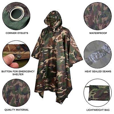 Hooded Rain Poncho Waterproof Raincoat Jacket