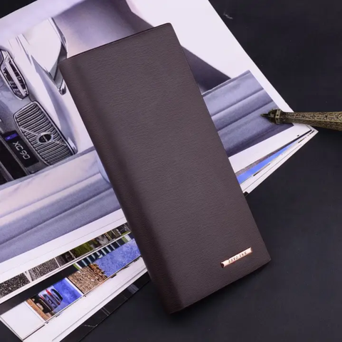Bi-fold Pu leather thin long wallet for men women
