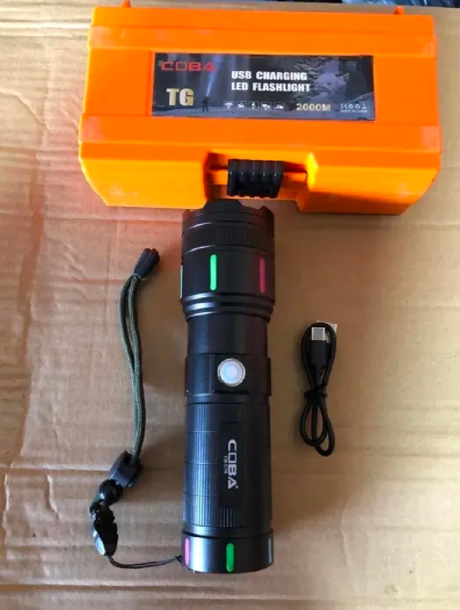 COBA TG USB Charging LED Flashlight - Super
Bright 2000M Range,