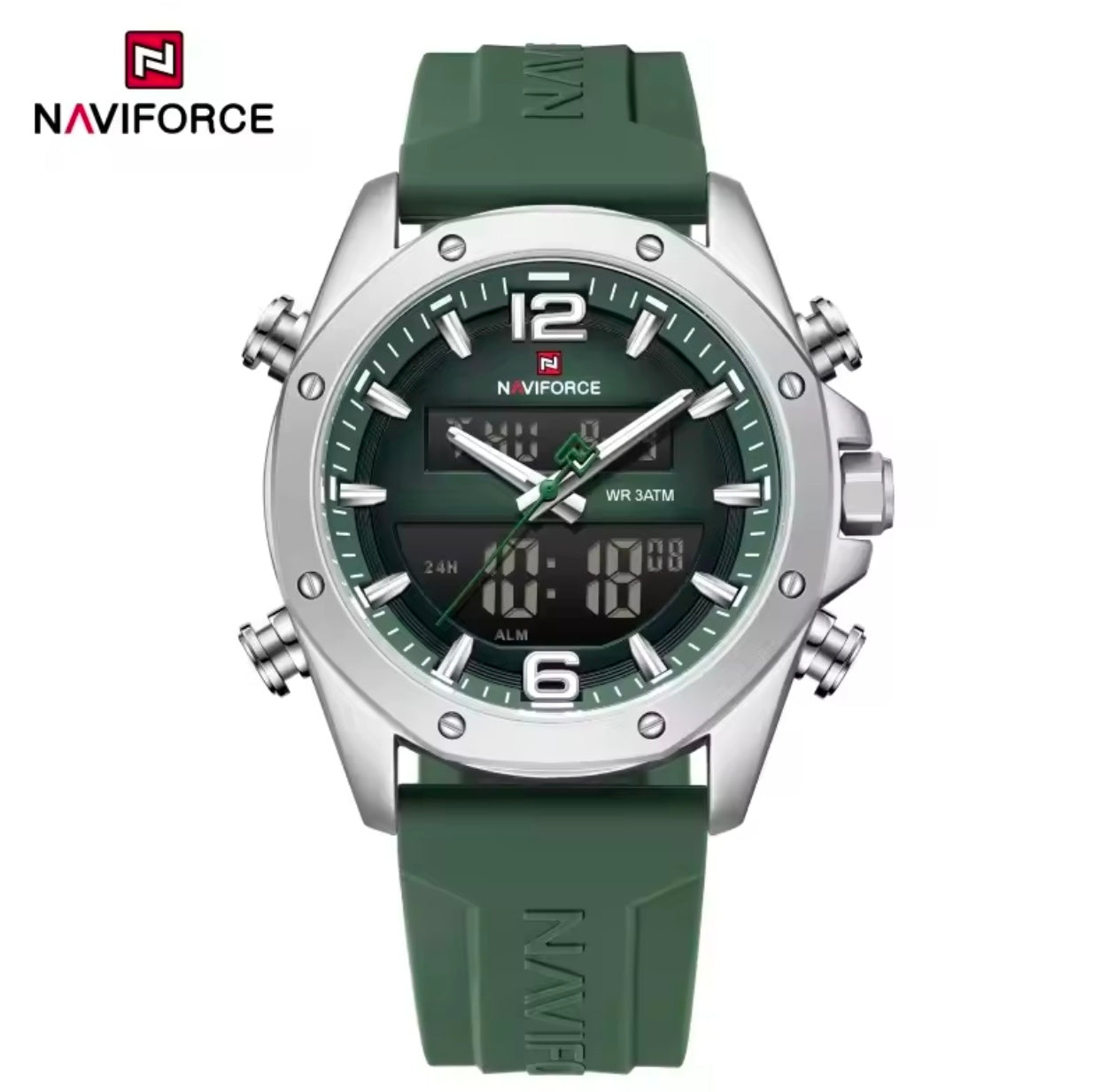 NAVIFORCE Quartz LCD Dual Display Watch with Silicone Strap 3ATM Waterproof