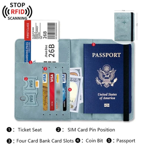 Passport wallet RFID Blocking Leather Card Case Passport Holder